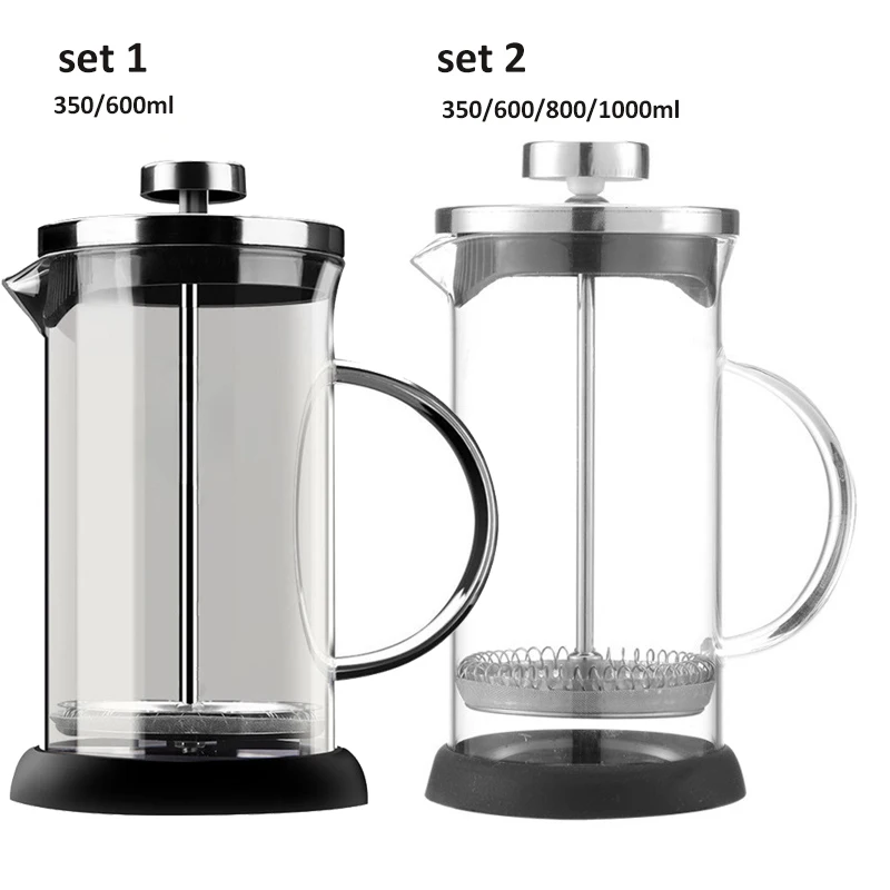 French Press Coffee Pot Stainless Steel Glass Coffee Maker Multifunction Hand Punch Pot with Filter Household Coffee Accessories 6 French Press Coffee Pot Stainless Steel Glass Coffee Maker Multifunction Hand Punch Pot with Filter Household Coffee Accessories 6