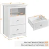 Nightstand with 2 Drawer and 1 Open Shelf, Tall Bedside Table Wooden Flie Cabinet Telephone Table Bed Side Table with Storage 3
