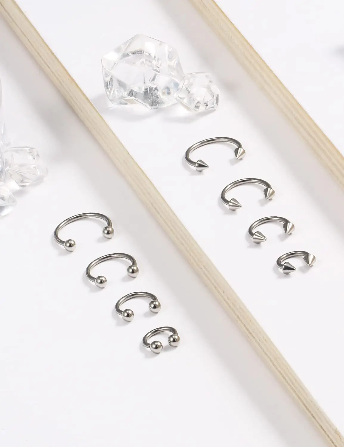 1PCS 16G Surgical Steel Nose Septum Horseshoe Hoop Earring Eyebrow Tragus Lip Piercing Ring Balls Spikes 6-12mm Nose Rings