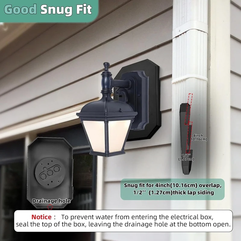 Promotion! Siding Mounting Blocks,Outdoor Siding Mounting Kit,Siding Plate For 1/2Inch Lap Double And 4Inch Siding,2Pac