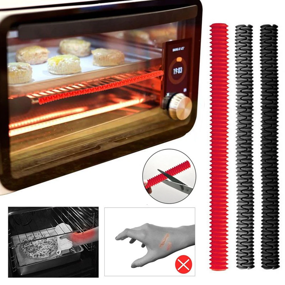 Silicone Oven Protector Silicone Heat Insulation Strip Sleeve High Temperature Anti-scald Strips Oven Guard Sleeve Protector Baking Thermal Kitchen Tool