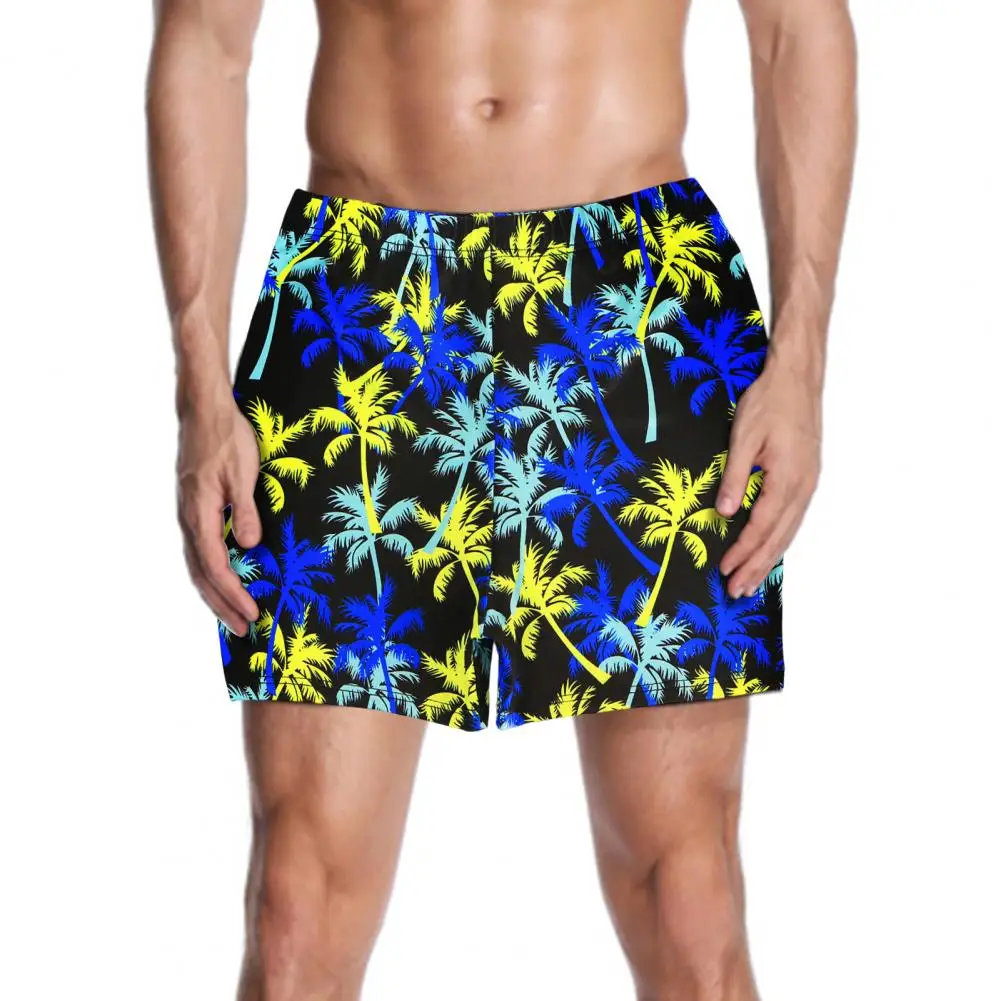 Beach Shorts Fashionable Anti Embarrassment Plus Size Men Digital Print Pattern Flat Corner Swimming Trunks for Holiday