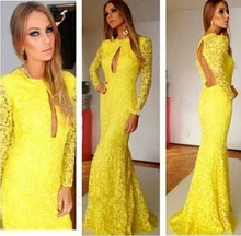 

custom party gown vestido de renda festa 2018 new fashionable sexy backless long sleeve lace evening mother of the bride dresses