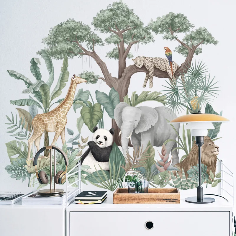 Adhesivos Animales Grandes Calcomanías De Pared Animales Selva - Decoración Reposicionable Para Guardería Calcomanías Pared Grandes