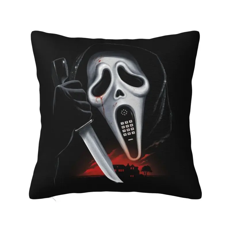 

Scream Ghost Killer Cushion Covers 45x45cm Polyester Halloween Horror Movie Throw Pillow for Car Square Pillowcase Decoration