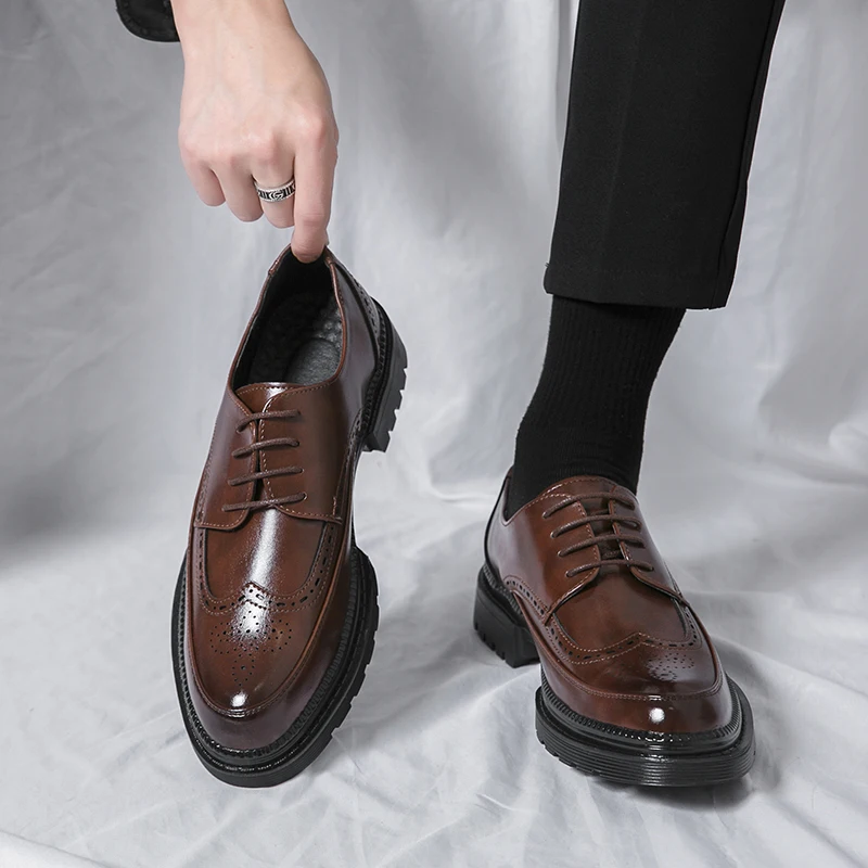 Men Leather Shoes Italian Brand Business Dress Casual Shoes Size 38-46