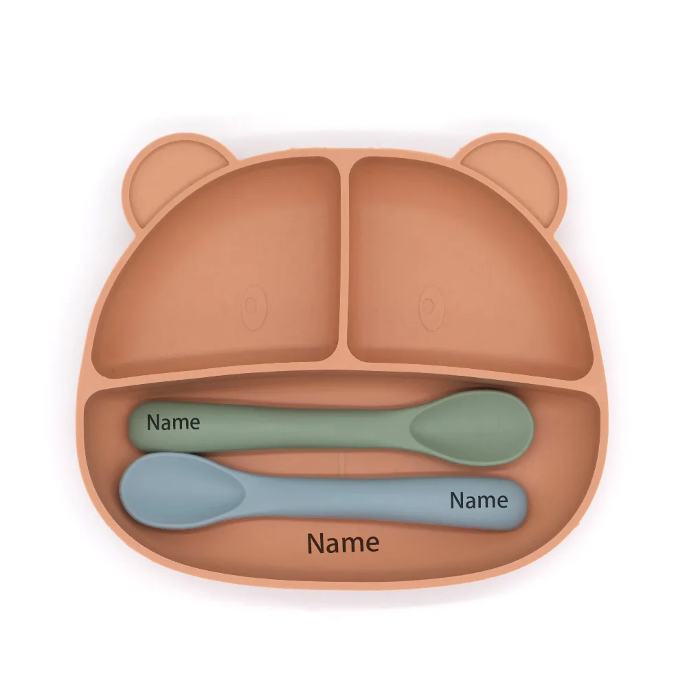 Baby Tableware Bowl Spoon Free Printing Silicone Material Personalized for Boys and Girls Holiday Gift
