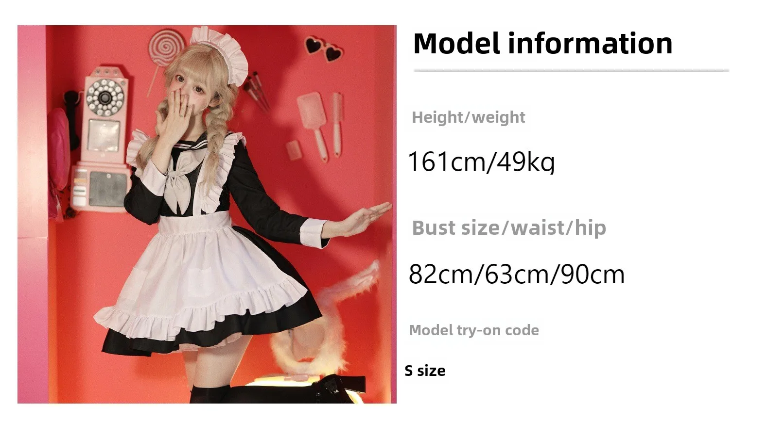 Lolita Maid Apron Kleid S-5XL Schwarz Weiß Cosplay Kostüm 2025 9