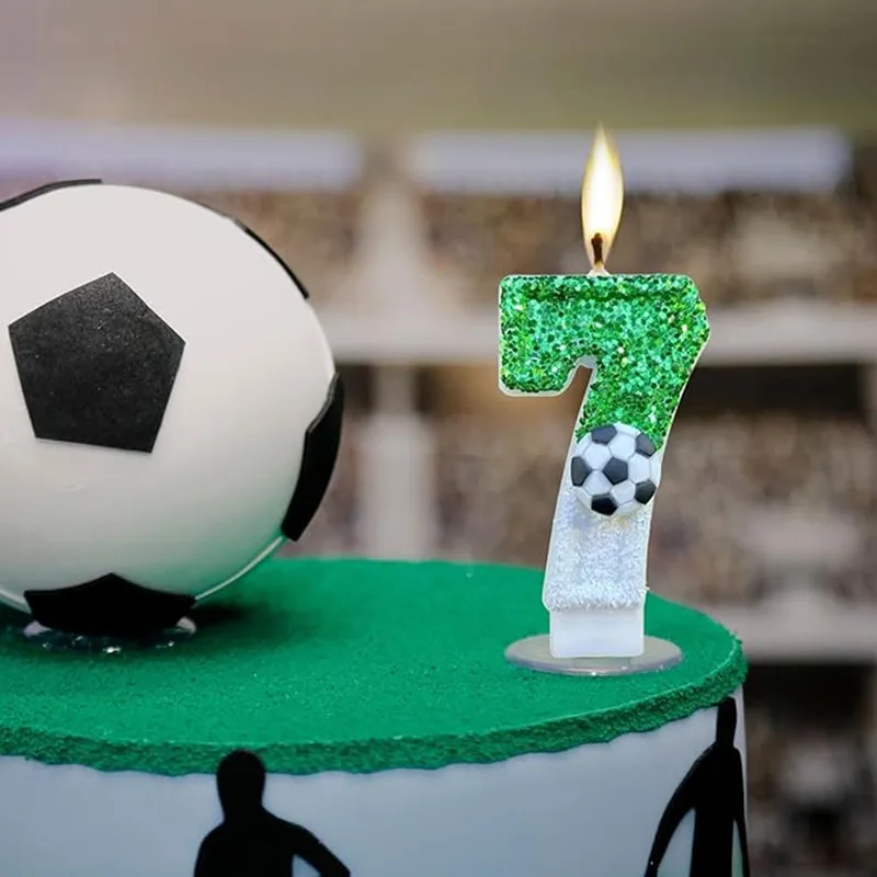 Cake Candles Birthday Number White Soccer 0 Glitter Cupcake Topper for Kids Adults Party Anniversary