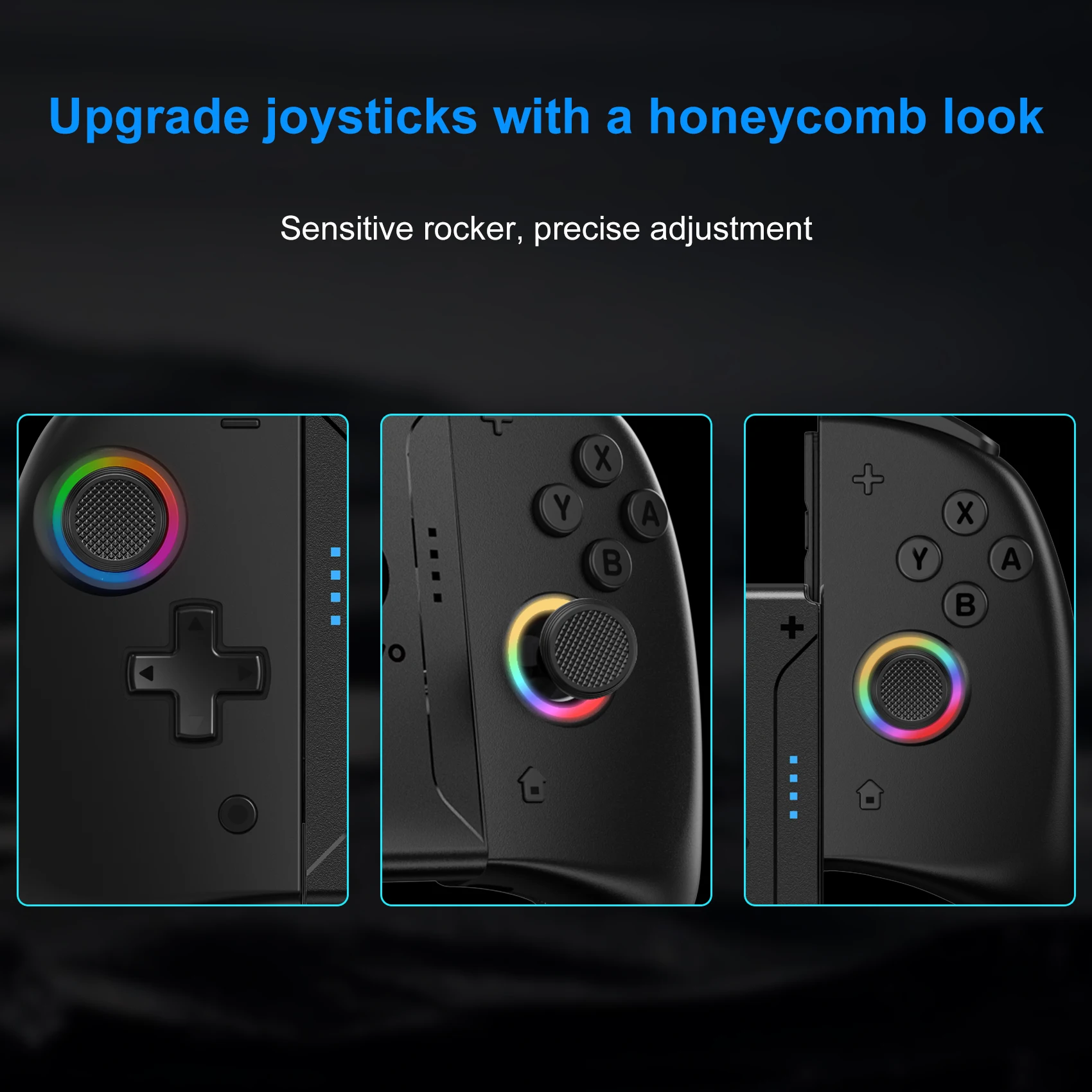 Meteor Light Wireless Joy-pad with 8 Color RGB Lights for Switch/Switch OLED, with Programmable, 6-Axis Gyro, Turbo & Vibration