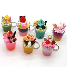 

Cartoon Food Ice Cream Cake Keychain Key Ring for Women Girl Resin Colorful Backpack Car Keyring Birthday Gift Jewelry