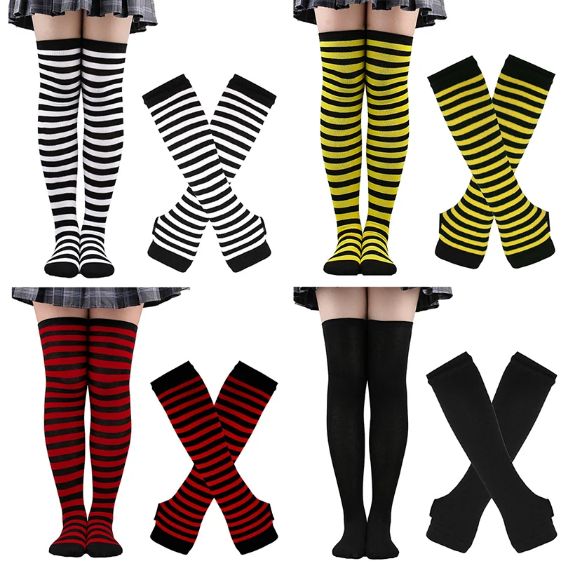 Halloween Thigh High Socks 2022 2022 New Women Girls Over Knee High Socks Set Arm Warmers Thigh High Cotton Stocking Sweet Cute Plus Size Overknee Socks Cosplay Aliexpress