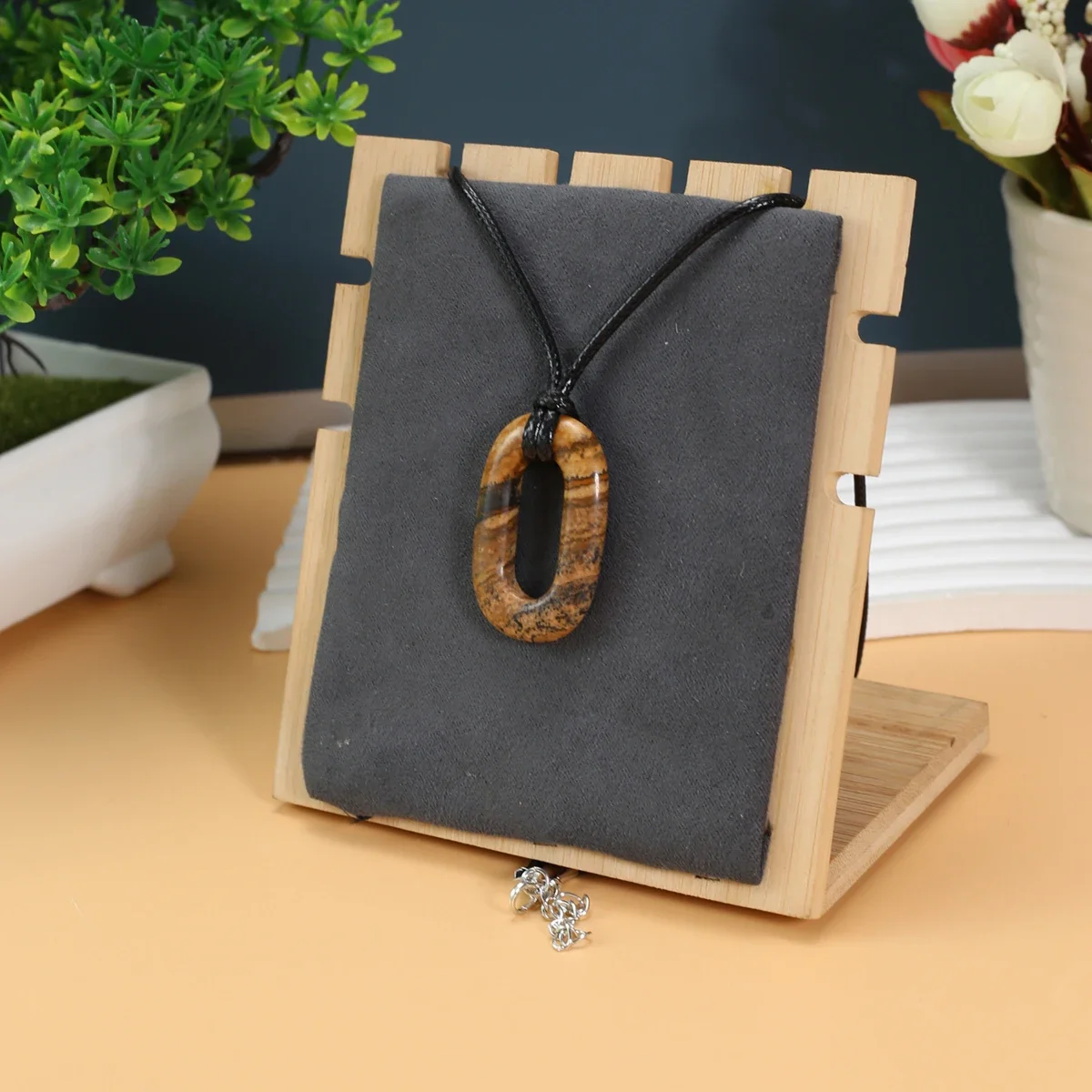 10PCS Wholesale Natural Stone Agate Turquoise Rectangle Pendant Jewelry Necklace Men Accessories Neutral Style Gift Choker