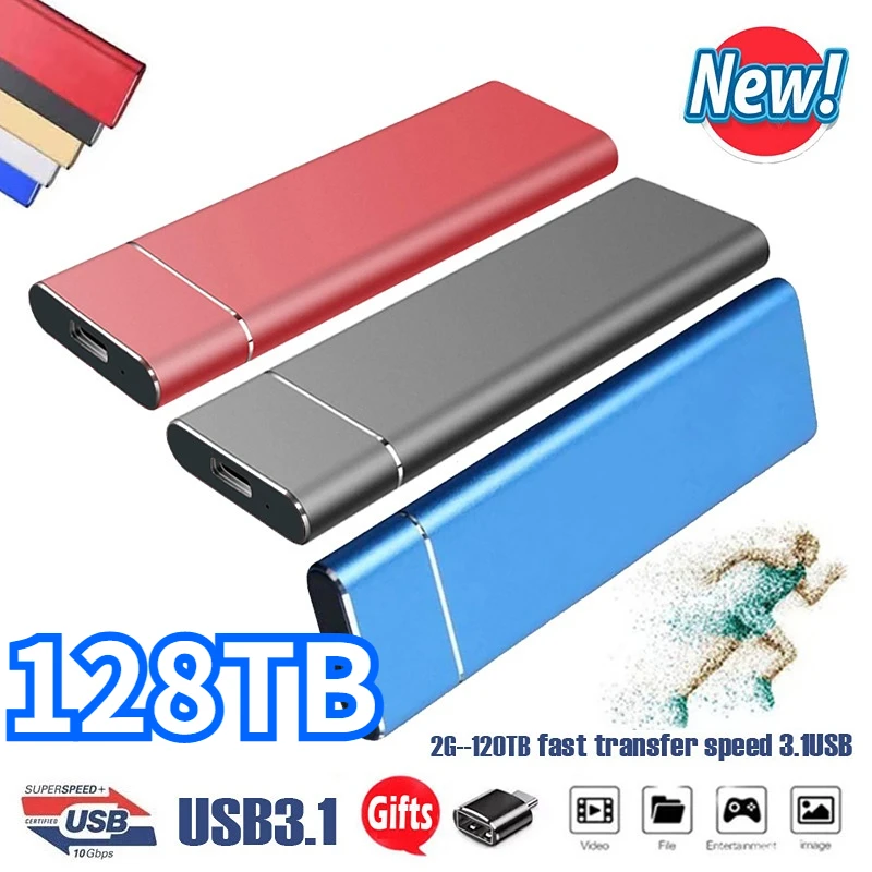 Portable High Speed Mobile Solid State Drive 128TB 500/512GB 4/16/64