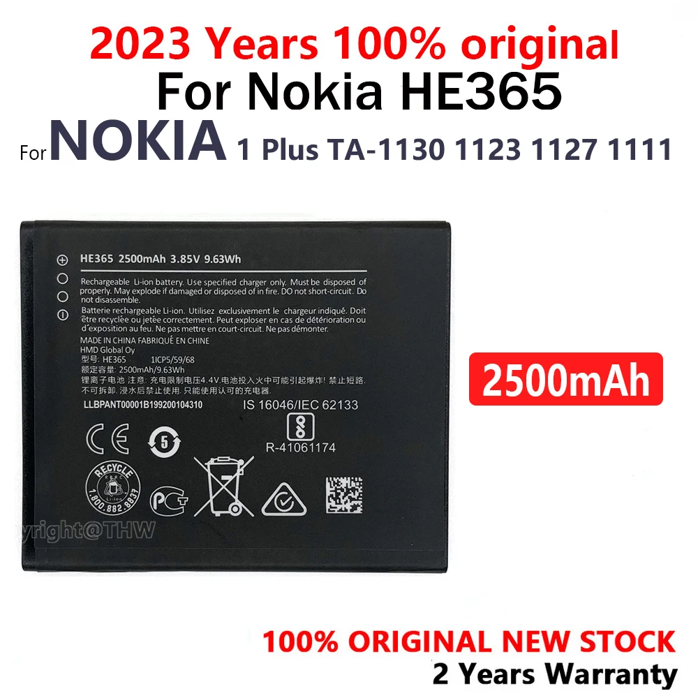 1PCS 2PCS HE365 HE 365 HE-365 2500mAh For Nokia 1 Plus TA-1130 1123 1127 1111 High Quality Batteries