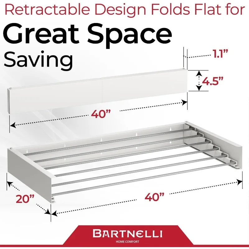 Bartnelli Wall Mounted Laundry Drying Rack for Clothes | with Patented Foldable Design for Maximum Space-Saving Efficiency 3