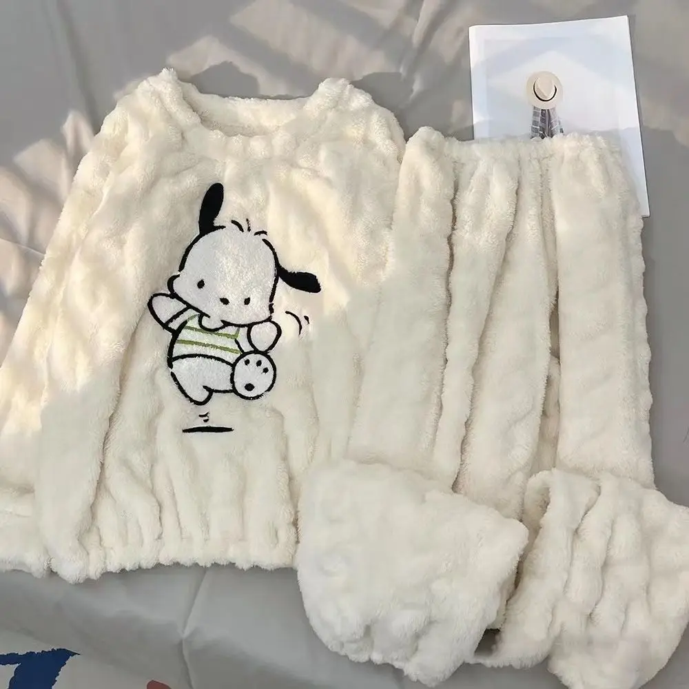

Коралловая флисовая Пижама полако Sanrio Cinnamoroll осень-зима плюс бархатная утолщенная Студенческая фланелевая Домашняя одежда подарок