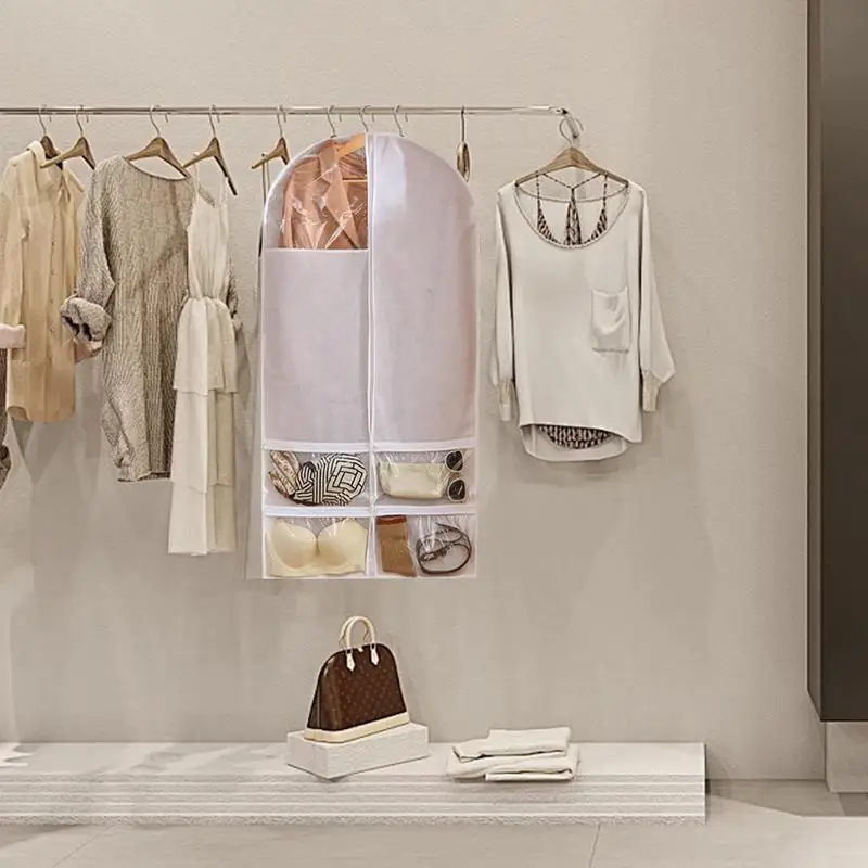 Dangling Coat Covers Large Capacity Dress Bag Covers With Clear Window Reusable Household Organizing Supplies Wardrobe Organizer 2