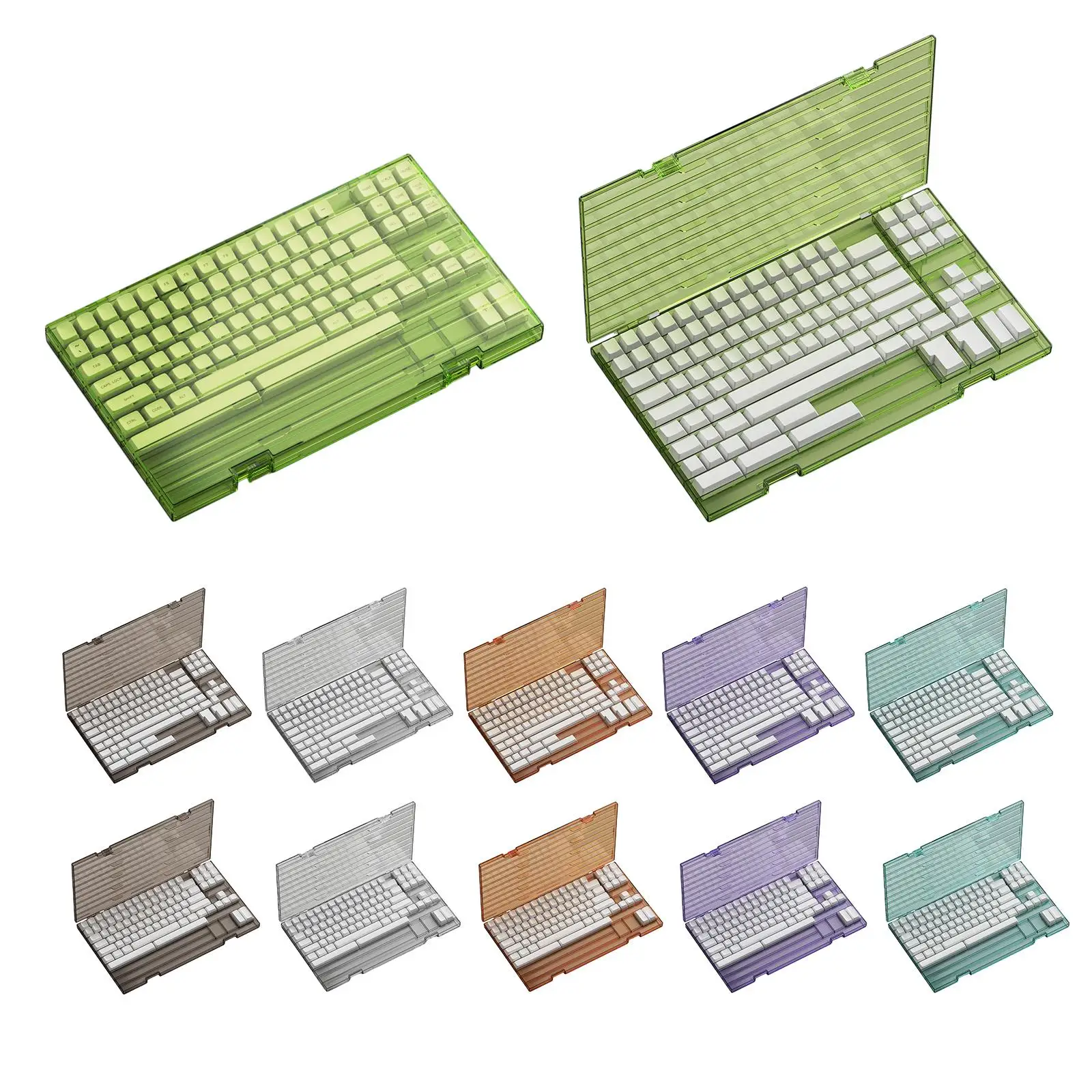 Transparent Keycap Storage Box With Cover DIY Keycaps Set Display Organizing Lids Bins Sheet Keyboard Profile Collection Case