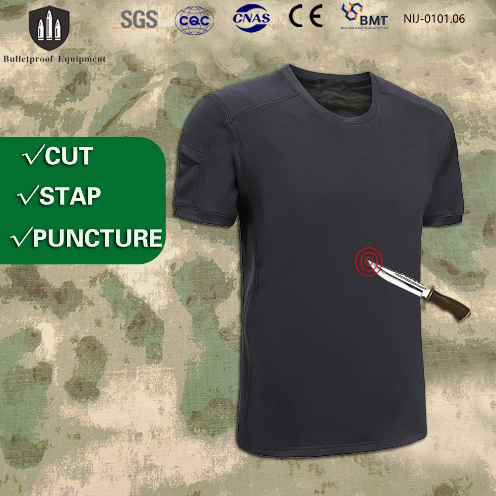 High Protection Self-Defense Anti-Cut T Shirt Outdoor FBI Police Military Tactical Lightweight 0.6KG Security Clothing