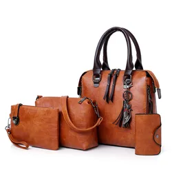 Bolsos de cuero de alta calidad para mujer, bandolera de hombro, 4 unids/set/set, 2021