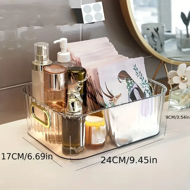 Boîte de rangement de bureau, 1 pièce, couvercle, gommage, masque Facial, support de rangement, panier de tri, rouge à lèvres, bureau, soins de la peau, boîte de cosmétiques 2