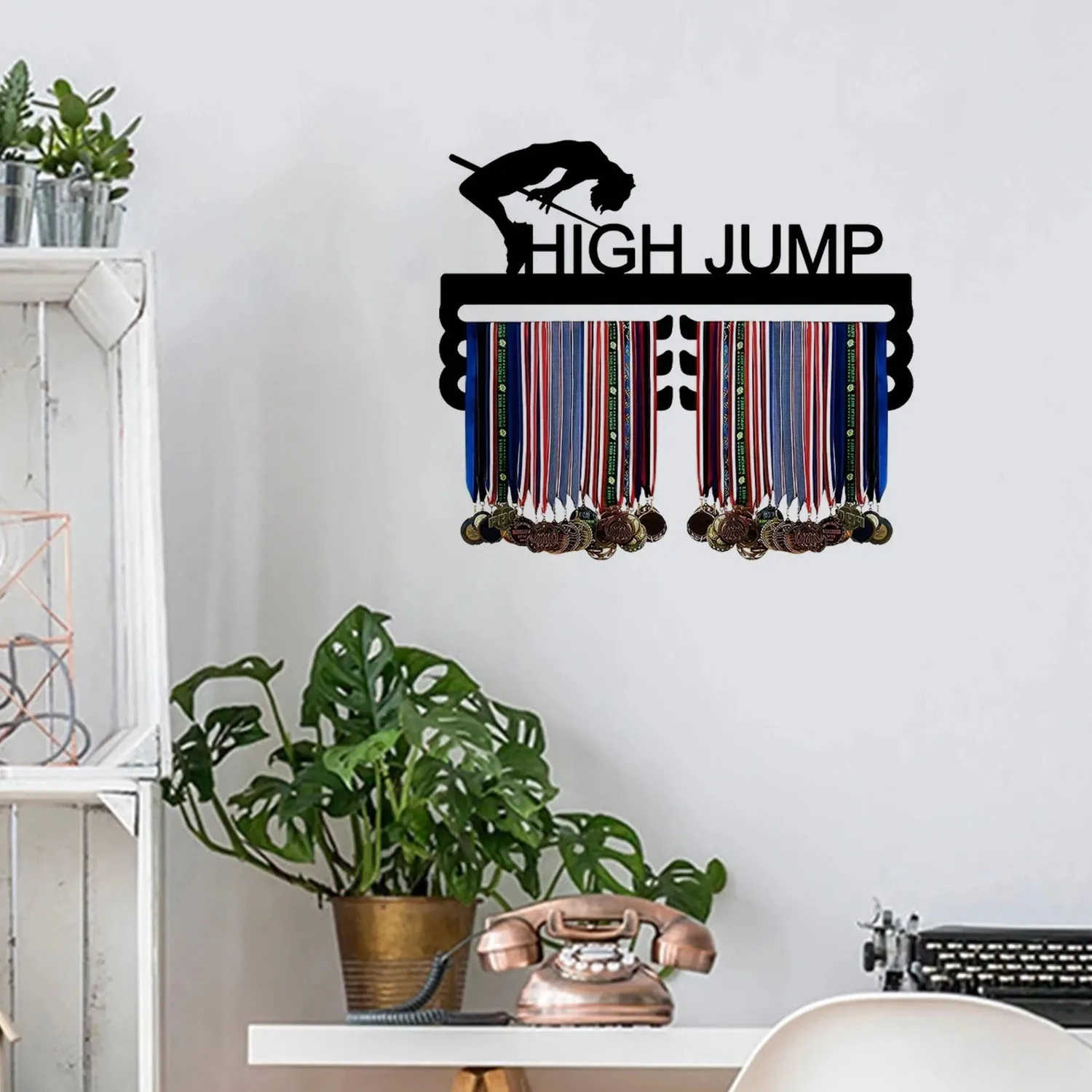 

Crafts 1pc Metal Holder, Men's Women's Sports High Jump Tennis Dance Wrestling Athletics Diving Sports Medals And Ribbon Display