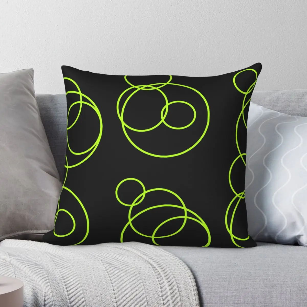 

Lime Circles Square Pillowcase Polyester Linen Velvet Pattern Zip Decor Throw Pillow Case Car Cushion Case