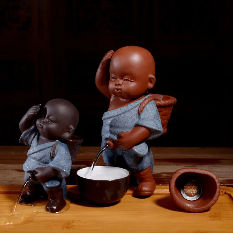 Zisa Tea Strainer Peeing Little Monk Decor Creative Piss Child Doll Spray Ceramic Character Craft Tea Accessories