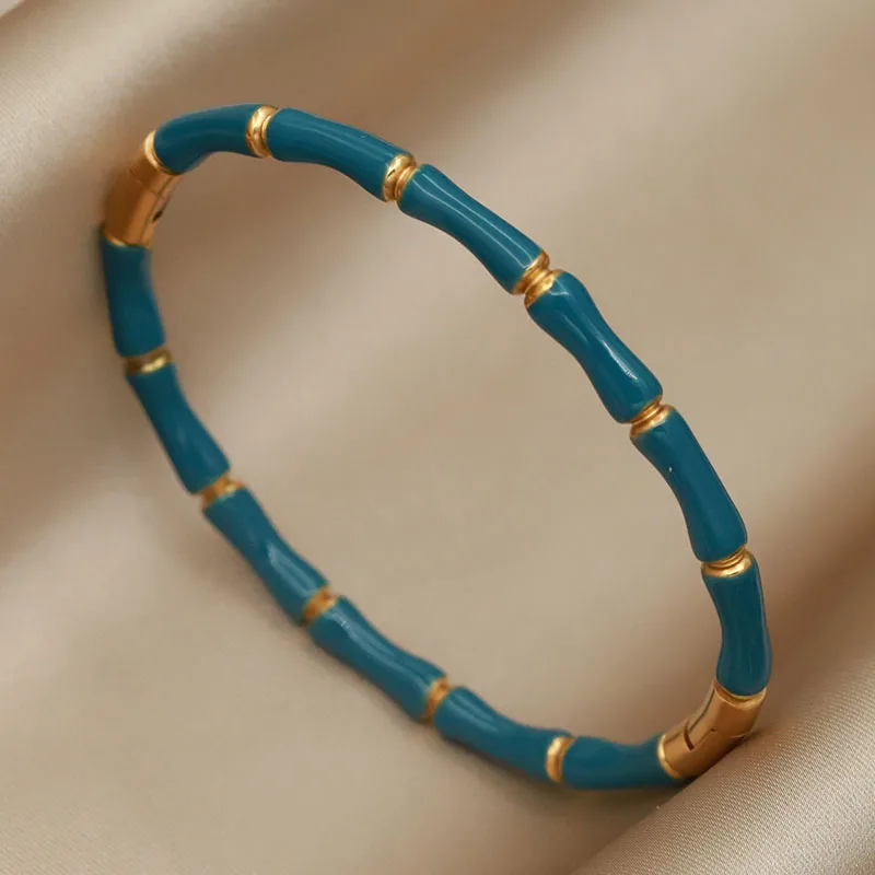 Stainless Steel Bracelet Stainless Steel Metal Multicolor Bamboo Bangles & bracelets For Women Fashion Jewelry Simple Style Accessories