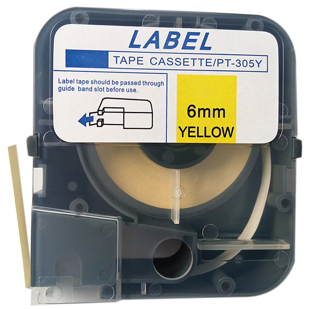 Cassette Label Tapes Pt305y 6mmx8m Yellow Label Sticker For Max