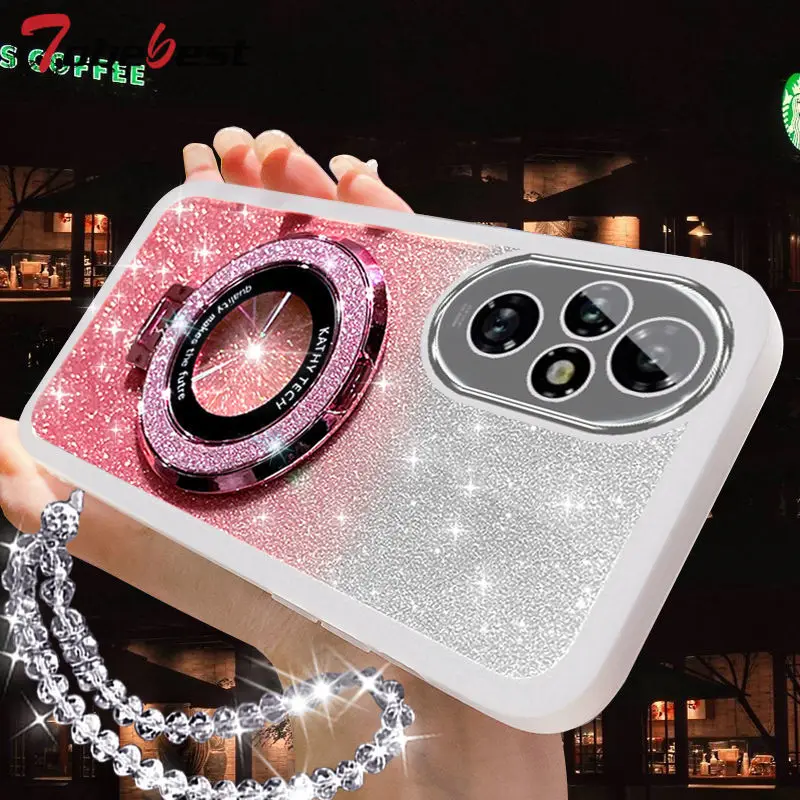 Sparkling Crystal Bracelet MagSafe Phone Holder Case - Silicone Cover with Glitter Design