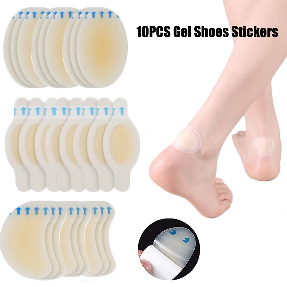 10PCS Gel Shoes Stickers Soft Hydrocolloid Relief Pain Blisters Bunions ...