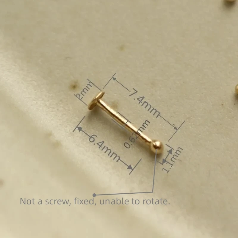14K Yellow Gold Small Nose Ring Stud Nose Piercing Jewelry Tiny Bone Studs for Women and Men Au585 kj466 nose piercings
