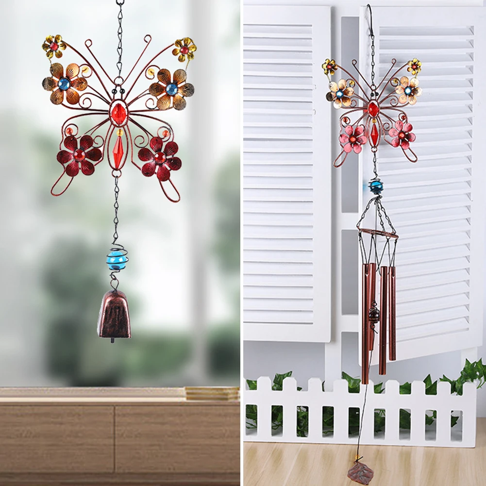 

for Outside Decoration Butterflies Windchime Metal Tube Bell with Hook for Outdoor Patio Garden Balcony Room Decor Wind Chimes