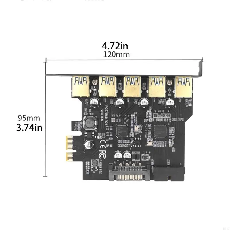 B0KF Convenient Installation USB3.0 Expansion Card 5Ports19PIN Power Connector Expand Device Connectivities Effortlessly