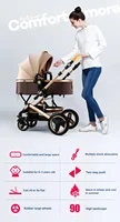 Poussette bébé paysage 3 en 1, peut être assise ou inclinable, pliante et pliante en un clic, chariot à main bidirectionnel absorbant les chocs 3