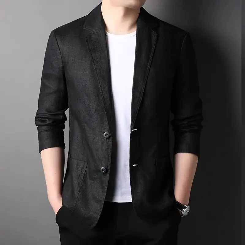Men's Jacket Korean Spring Men's Clothing Thin Style Turn Down Collar Single Breasted Minimalist Fashion Long Sleeve Loose Jacket Top Z605