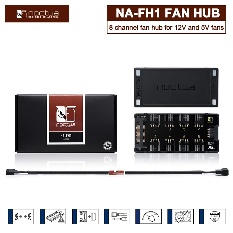  Noctua NA-FH1, 8 Channel Fan Hub for up to Eight 12V