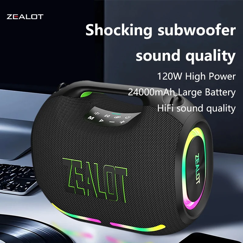 Zealot ZE01 120W ワイヤレス スピーカー、キャリー ハンドル