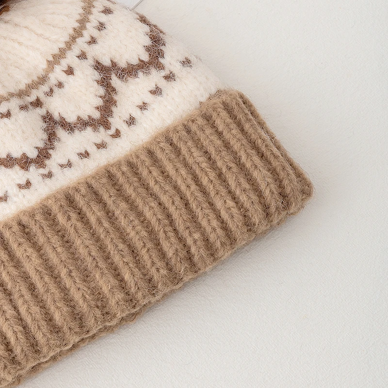 Hot Sale Women Winter Pompoms Knit Hat Fashion Fur Beanie Hats For Women Winter Gift