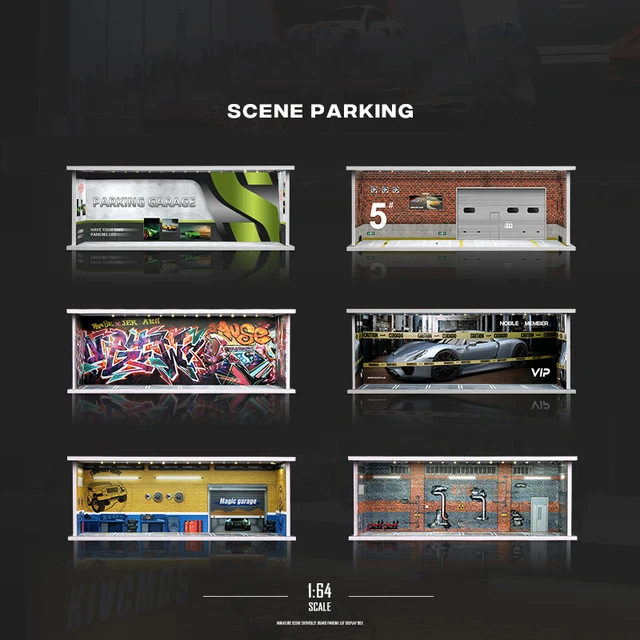 1/64 Garage scene Model Scene with Light Version Simulation Model Scene Decoration Collect (Excluding dolls and car models) 2
