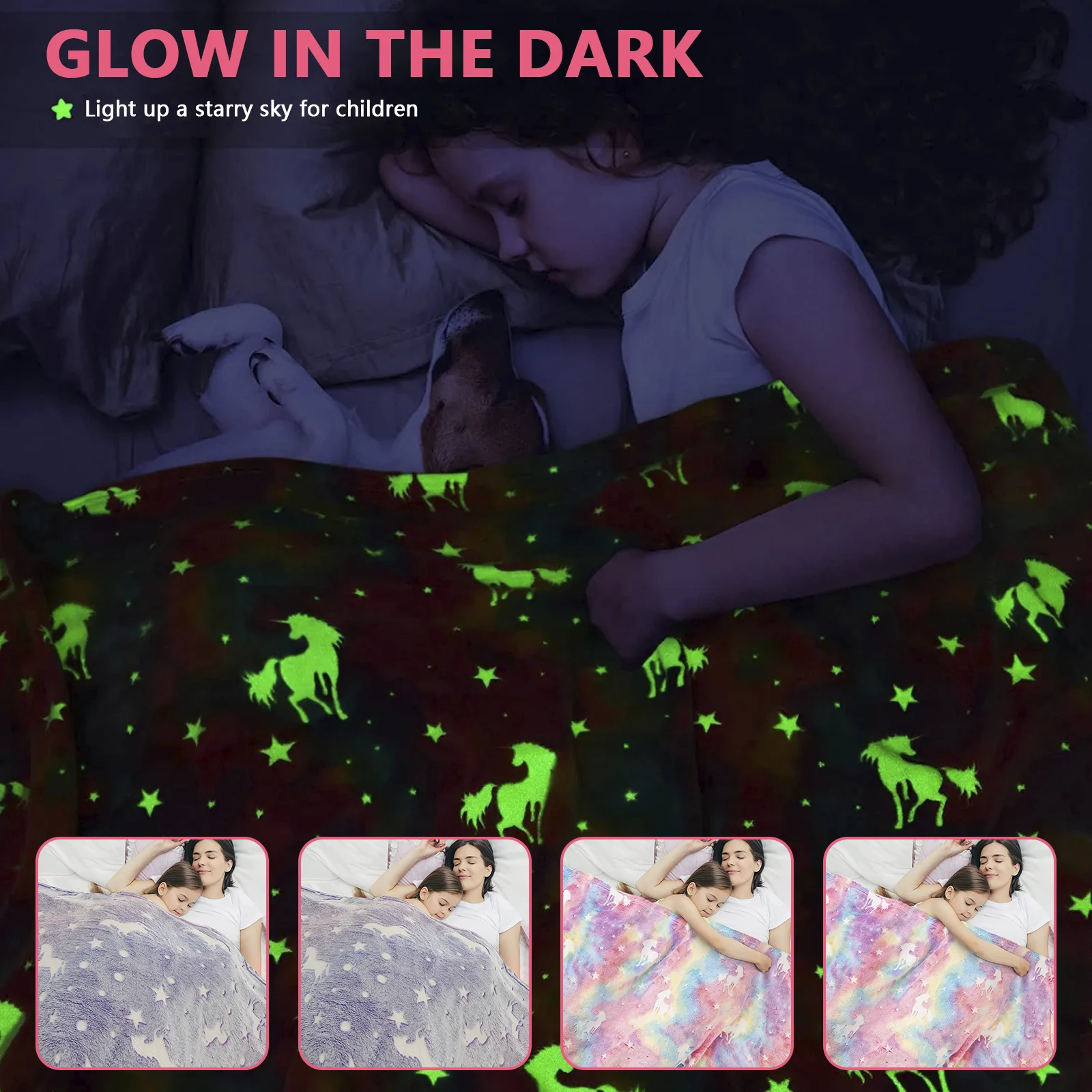 

Glow in The Dark Throw Blanket Luminous Couch Blanket Ultra-Soft Flannel Blanket Cute Cartoon Luminous Blanket Multipurpose