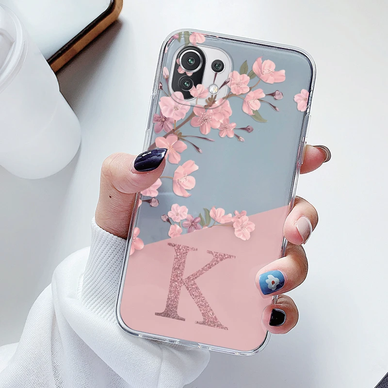 Floral Alphabet Clear Soft Silicone Case – Elegant TPU Cover