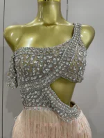 Luxury Sparkly Rhinestones Sexy Mesh Tassels Bodysuit Gloves Women Eveing Birthday Party Nightclub Performance Stage Costume - Image 5