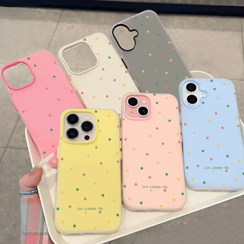 Vibrant Candy Color Jelly Phone Case with Colorful Dots Design