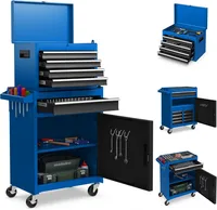 Goplus Tool Chest, 5-Drawer Rolling Tool Storage Cabinet with Detachable Top Tool Box, Liner, Universal Lockable Wheels, 1