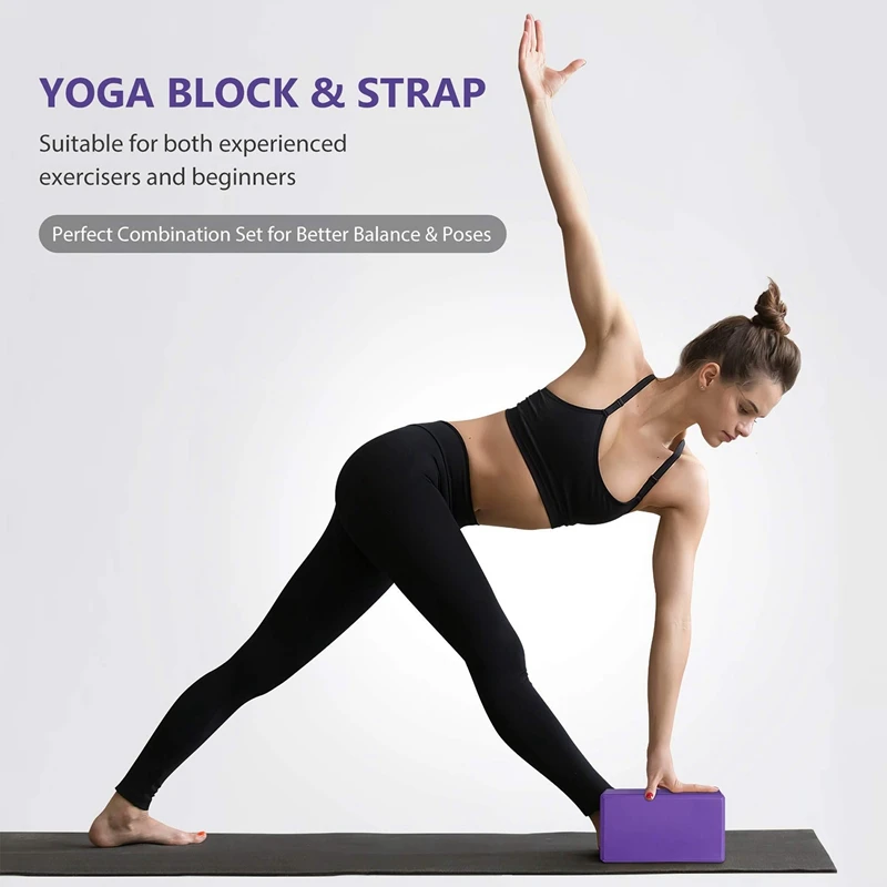Description Picture 4 of itemYoga Block And Yoga Strap Set EVA Foam Soft Non-Slip Yoga Blocks Universal Pilates Stretching And Toning Workouts