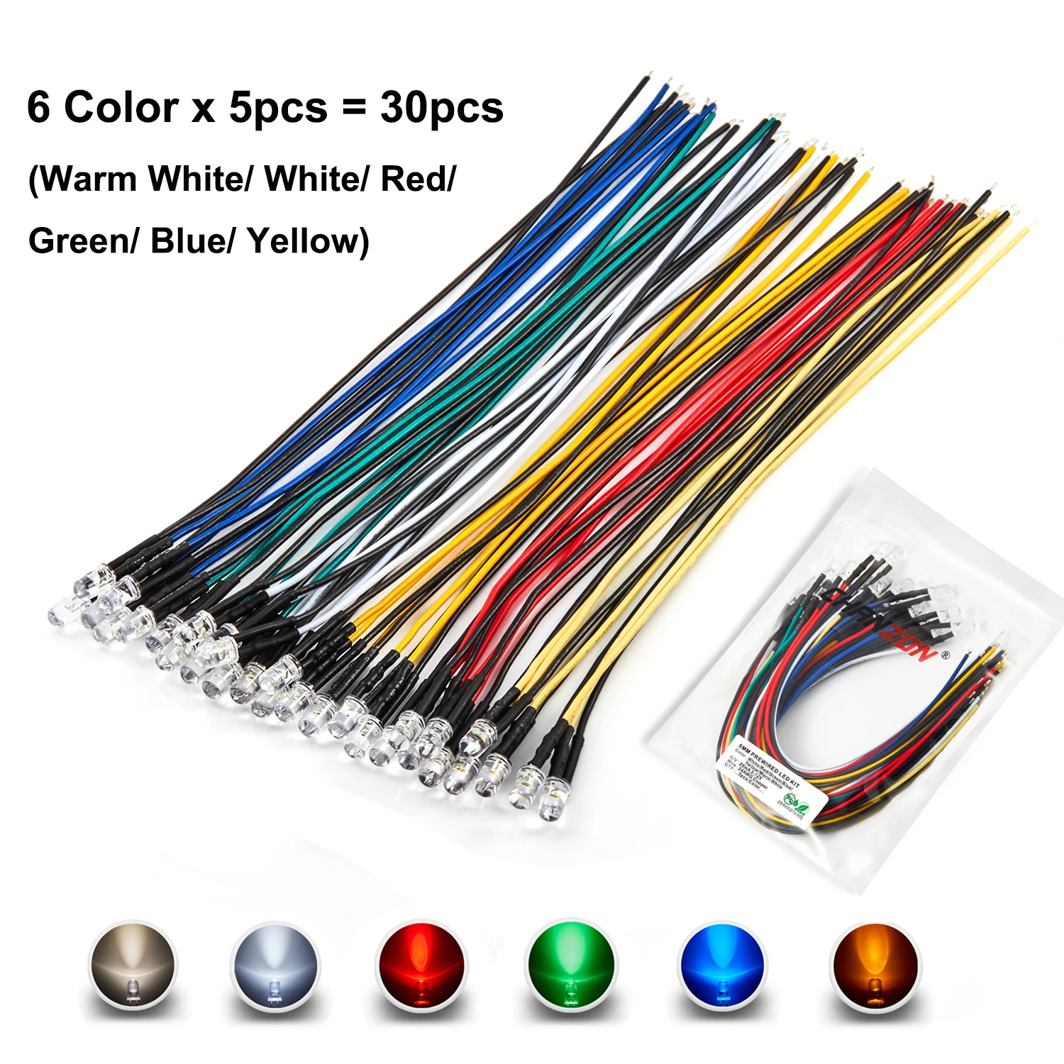 6Colors x 5pcs Clear