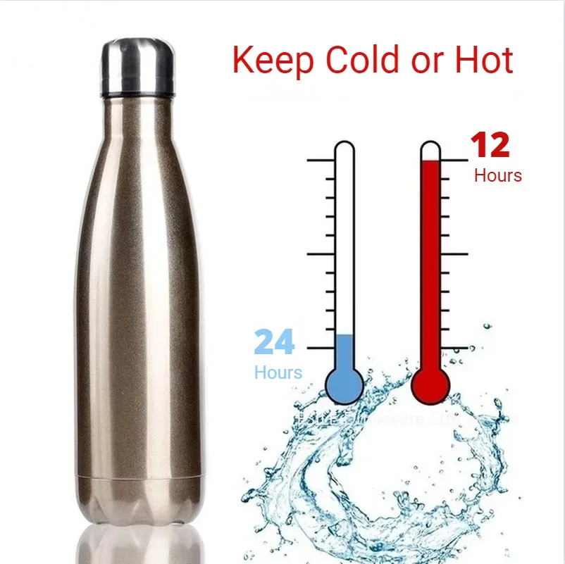 Zounich Sports Water Bottle 304 Stainless Steel Double-layer Vacuum Insulation Outdoor Water Cup Portable Hiking Jug Cola Bottle